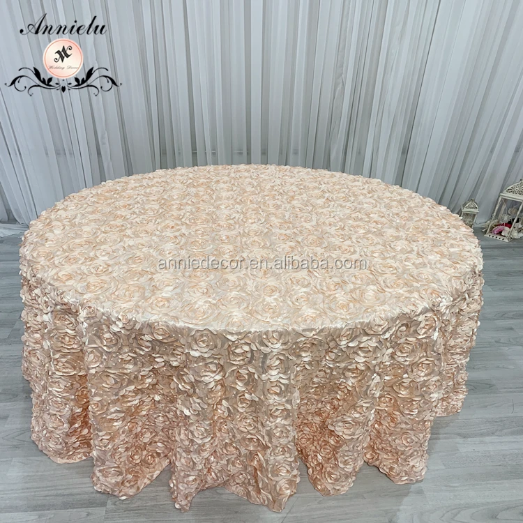 Wholesale Wedding Decorative Tablecloth, Grandiose Satin 3D Rosette Table Cloth for Wedding Party Table Cover