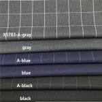 Whosale 85% polyester 15%rayon plain plaid checked grey blue black color textured tweed men's suit trouser pant TR woven fabric