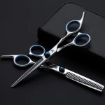 Whosale professional flat tooth cut finger ferrule hair barber shears cutting scissors