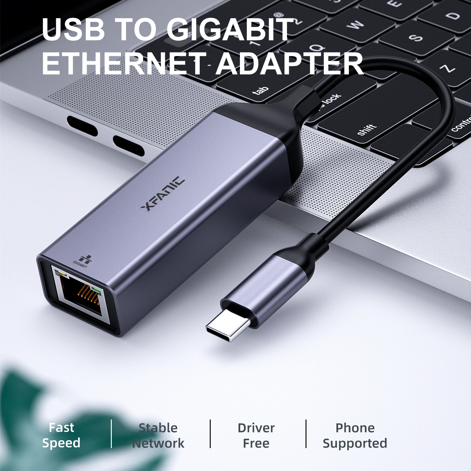 Wired 10/100/1000M Gigabit RJ45 Network Card C Type USB to Lan Ethernet Adapter