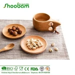 Wooden Round Dinner Dessert Plate Dried Fruit Service Tray Dish