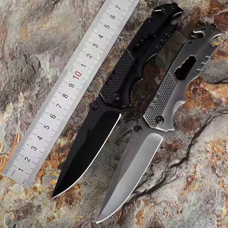 Yangjiang factory folding outdoor pocket knife camping emergency knife with glass breaker and belt cutter bottle opener knife