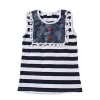 Yawoo children stripe sleeveless top match denim pom pom shorts wholesale children&#039;s boutique clothing