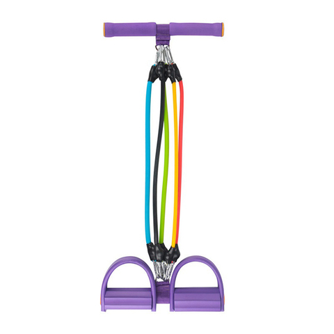 4-Tube Pull Rope Foot Pedal Resistance Band Set For Yoga, Sit-ups, Home Fitness