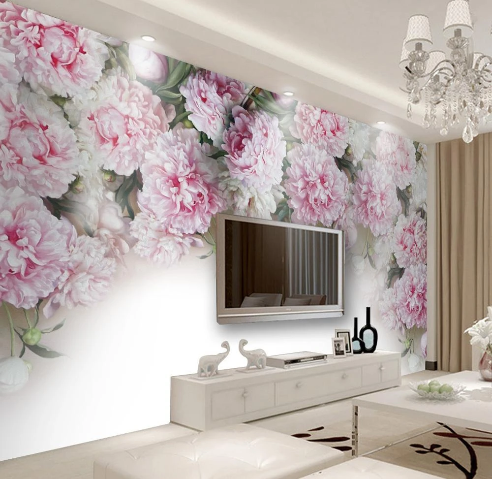 ZHIHAI customized hot beautiful flower pvc wall paper wallpaper