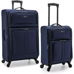Polyester Fabric Carry On Suitcase 2 in 1 Trolley Travel Bag 2 Piece Luggage Sets
