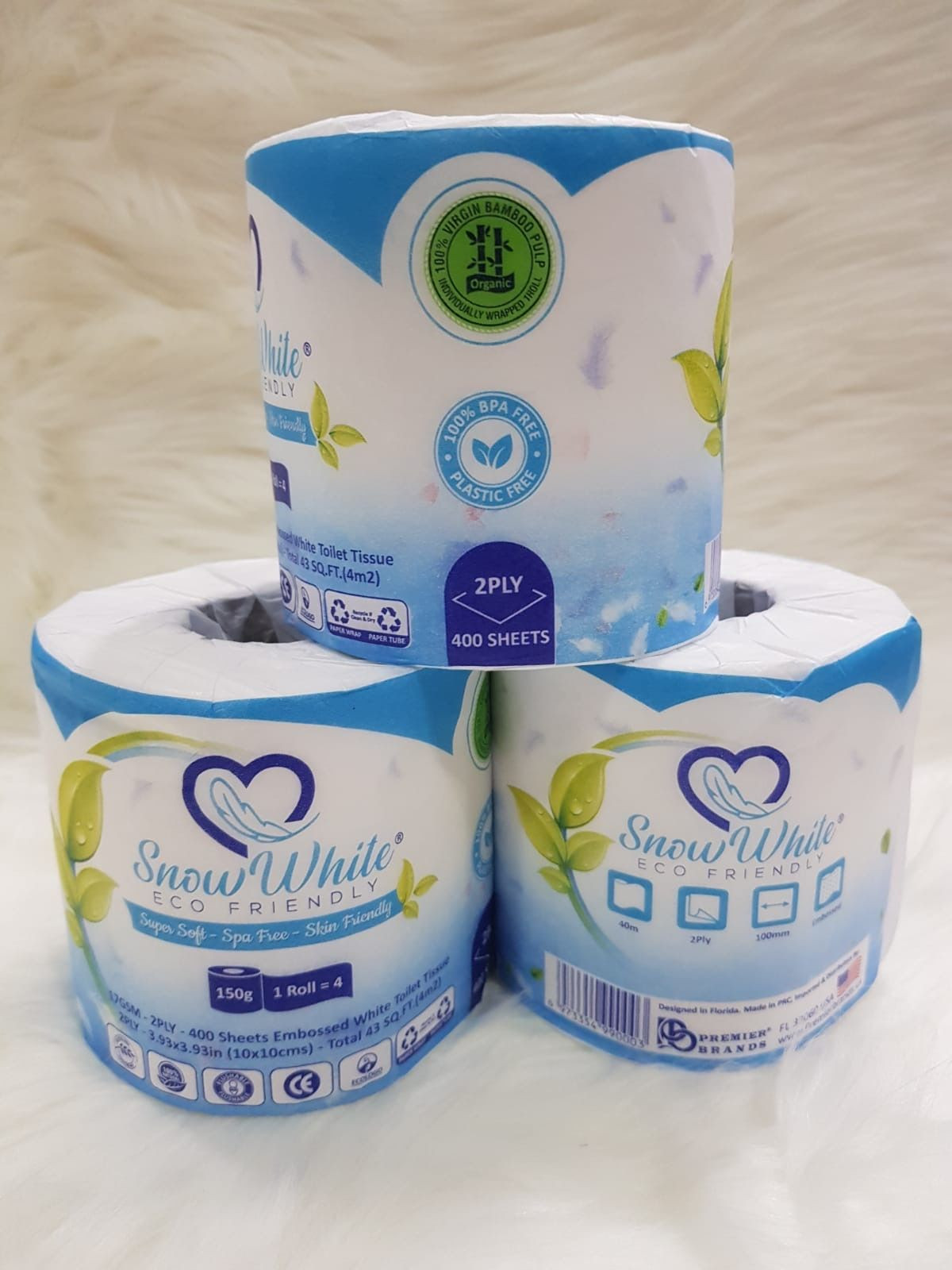 Buy Snow White Organic Toilet Rolls from PREMIER BRANDS USA LLC, USA