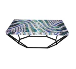 Multicolored Mosaic Shell-Inlay Coffee Table