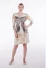 Digital Butterfly Print Dress Front Stones Back Lace 3/4 Sleeve