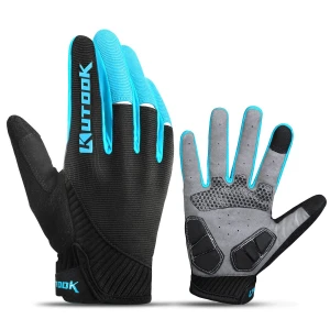 KUTOOK Cycling Gloves Full Finger Breathable Touch Screen Anti-Slip Pad MTB Bike Gloves for Men Women Blue