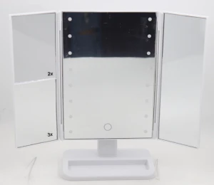 Touch Screen Trifold 16 LED Lighted Vanity Makeup Mirror with 1x/2x/3x Magnification  Degree Adjustable Stand079-216849