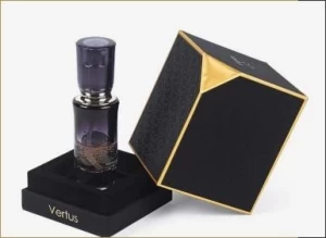 Luxury perfume box with black tactile paper & UV