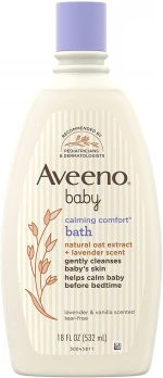 Aveeno Baby Calming Comfort Bath & Wash with Relaxing Lavender & Vanilla Scents & Natural Oat Extract, Hypoallergenic & Tear-Free Formula, Paraben-, Phthalate- & Soap-Free, 18 fl. oz