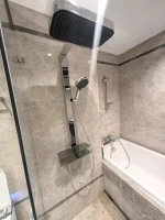 Solid Chrome Plated Brass Hand Shower With Waterfall Outlet Large Storage Tray Shower Head With Spray Gun