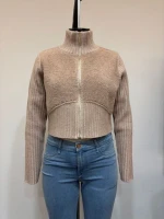 Customized Autumn / Winter 94%RECYCLE POLYESTER 6%RECYCLE WOOL chenille knitting jacket for Ladies