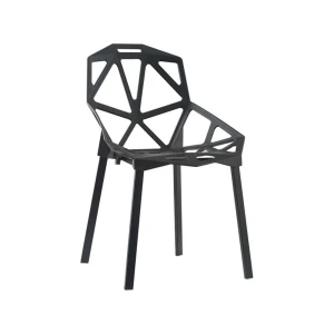 One-Piece Plastic Chair with Hollow Seat Surface and Iron Legs DC-P86