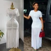 French Style Pearl Short Sleeve Knit Dress—MOQ:6