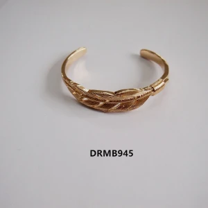 Fashion Simple Open Bangles Leaf Cuff Jewelry for Women