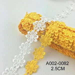 100% polyester chemical border lace trim embroidery fabric fancy lace design for ladies dresses wholesale