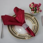 100% Polyester Sanitary Wedding Plain Dyed Purple Satin Bridal Napkin table linen