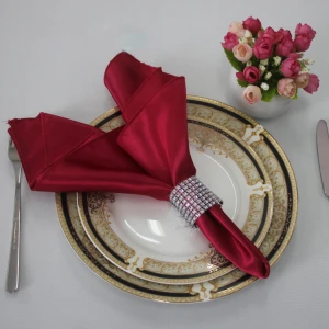 100% Polyester Sanitary Wedding Plain Dyed Purple Satin Bridal Napkin table linen