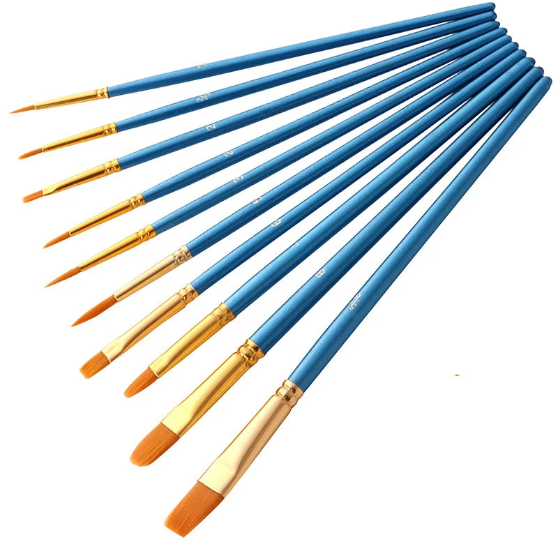 10pcs/set Fine Tip Details Artist Paint Brush Set Oil Watercolour Painting Acrylic Craft Art Paintbrush Pen Brushes