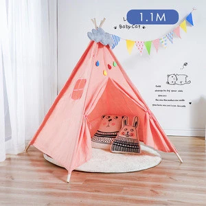 1.1M Portable Children&#39;s Tent Toy Cotton Carva Kids Tent Tipi Teepee Children&#39;s House Indoor Children&#39;s Hut Playhouse Baby Tents