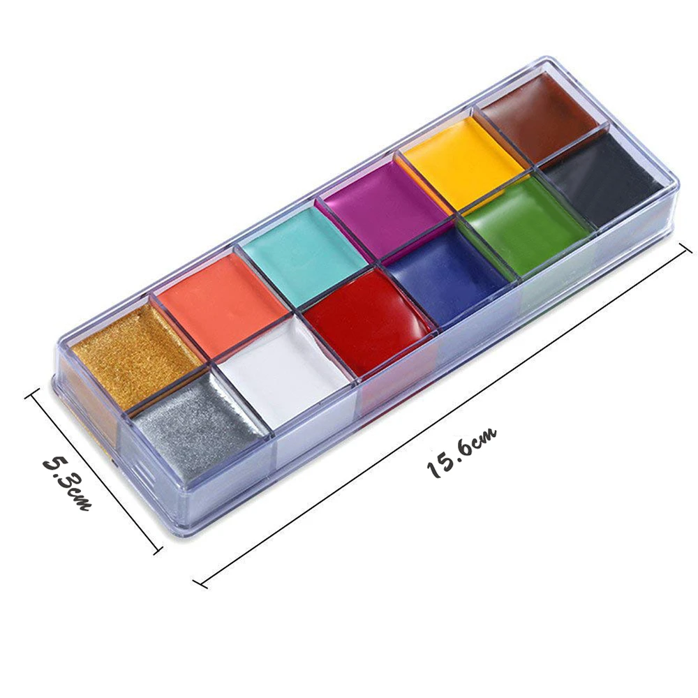 12 Flash Colors Face Body Paint Cream for Halloween Party Fancy Dress Tattoo Oil Painting Art Beauty