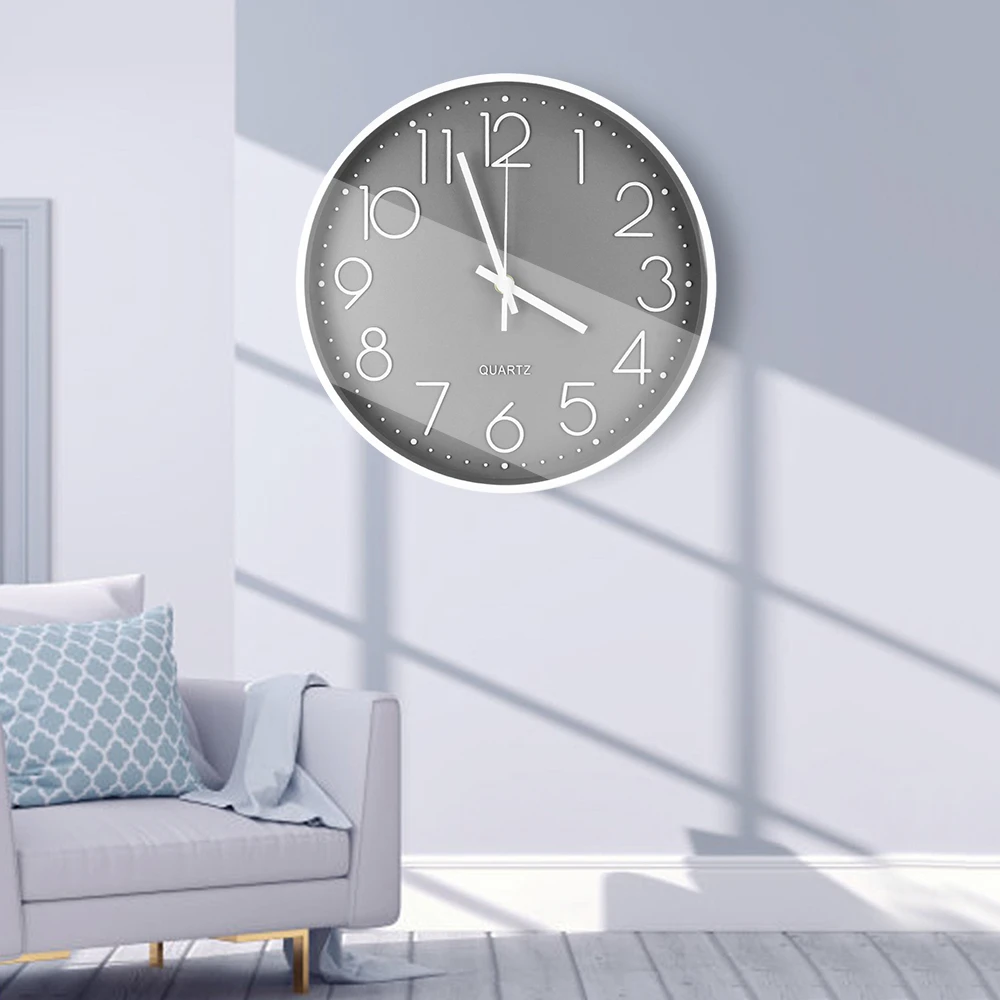 12 inch round wall clocks custom logo home decorate wall clock fashion plastic modern wall clock