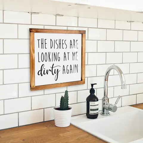 Buy 12x12 Inch Rustic Kitchen Sign Dishes Are Looking Me Dirty Again ...