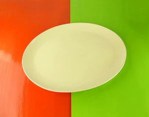 16" inch yellow glaze oval ceramic serving tray