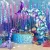Import 1.85m*0.77m Purple and green table skirt for under the sea mermaid party supplies from China