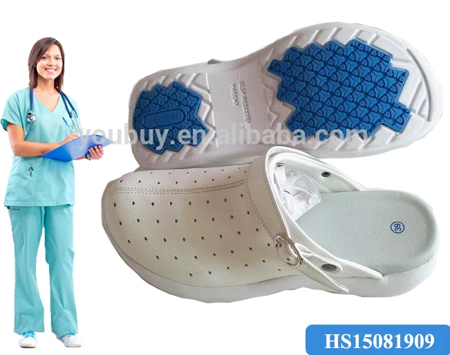 2016 Comfortable leather slipper type white nursing shoes low price