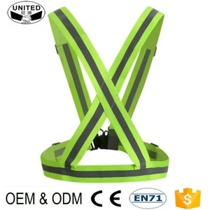2017 high visibility elastic fabric safety belt full body harness for running