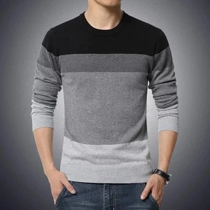 2018 Autumn Casual Men&#039;s Striped Sweater O-Neck Striped Slim Fit Knitted wear Men Pullover Sweaters