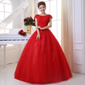 2018 Best sale Lace Wedding Dress White Red Long Bride wedding dress Luxury Dress