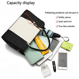 2018 Fashion Custom Design With Tassel Cat Accessory on Casual Messenger Bag Wholesale PU Leather Tote Lady Handbag