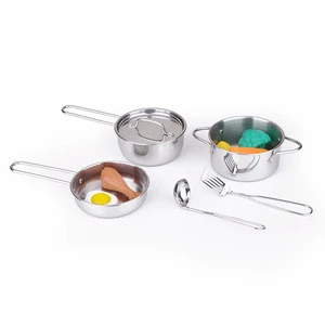 2018 hot sale Pretend play kitchen toy stainless steel kitchen set toy for kids