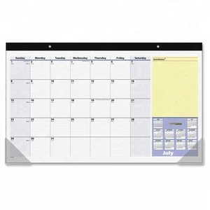 2019 best quality desk pad calendar with clear corner protector