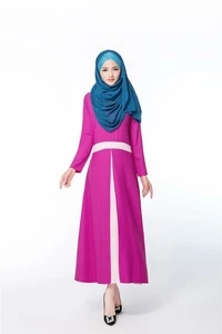 2019 Latest Fashion Women Muslim Hijab Two Tone Kaftan Abaya Long Dress