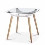 2019 Modern design Glass Space Saving Dining Table with Wood Leg