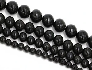 2019 natural light black agate stones round black onyx beads for jewelry making