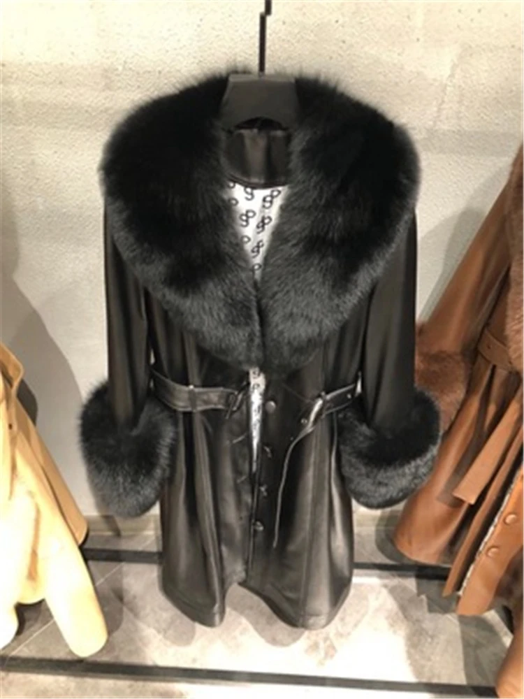 2020 winter jacket women&#x27;s real sheep coat Fox fur collar women&#x27;s coat
