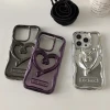 2024 new Electroplated tpu love heart glitter cardboard with  PC stand phone case for iPhone apple 14pro 13 15 pro max