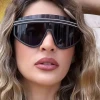 2024 Newest One Piece Sun Glasses Vintage White Shades Lady Oculos Sol Fashionable Oversized Sunglasses For Women