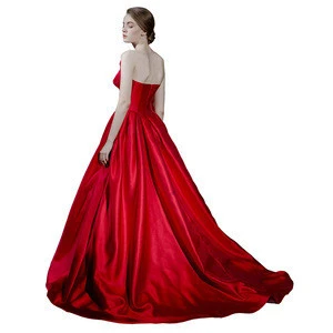 2108 Summer Red Satin Prom Dress Formal Evening Gowns Prom Dresses Long A-Line Homecoming Party Gowns