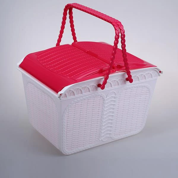 27cm height plastic handle picnic storage basket