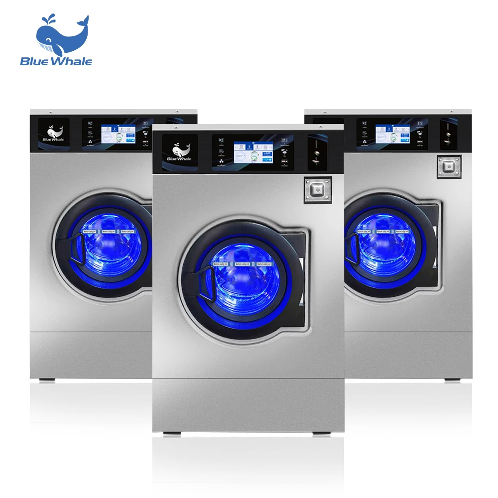 28kg Coin Operated Washing Machine Washer Extractor Factory Hot Sale of Recyclable Stainless Steel Blue Whale CE/ISO9001 2 Years