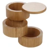 3 Tier special divided spice holder bamboo container wooden salt box