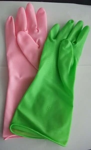 30cm warm Latex cleaning Gloves/ rubber gloves with cotton lining inside/ long cuff latex household gloves